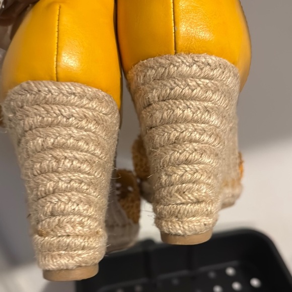 Vibrant Yellow Espadrille Wedges - Picture 10 of 12